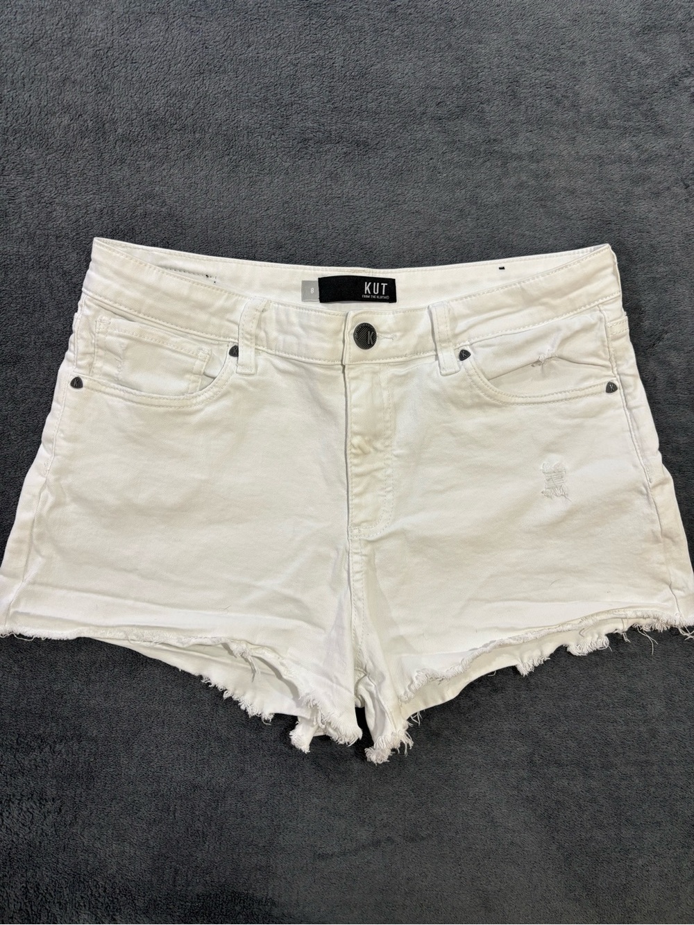 KUT from the Kloth White Denim Shorts Size 8 Festival Summer High Rise Shortie